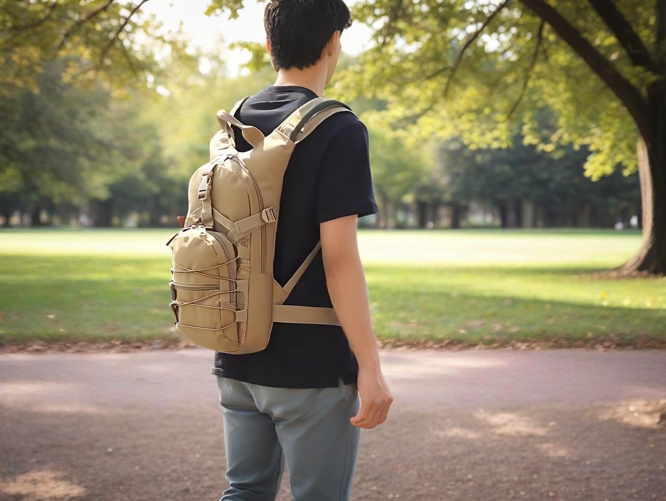 La Mochila táctica RAPIDSKY con Bolsa de Agua de 3 litros, diseño de Gran Capacidad, Unisex, Ideal para Senderismo/Ciclismo/Carrera/Caza.