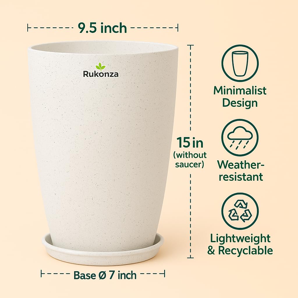 Rukonza Fiber Tower Planters - 4 Pack, White Marble -3 Rukonza Fiber Tower Planters - 4 Pack, White Marble -3