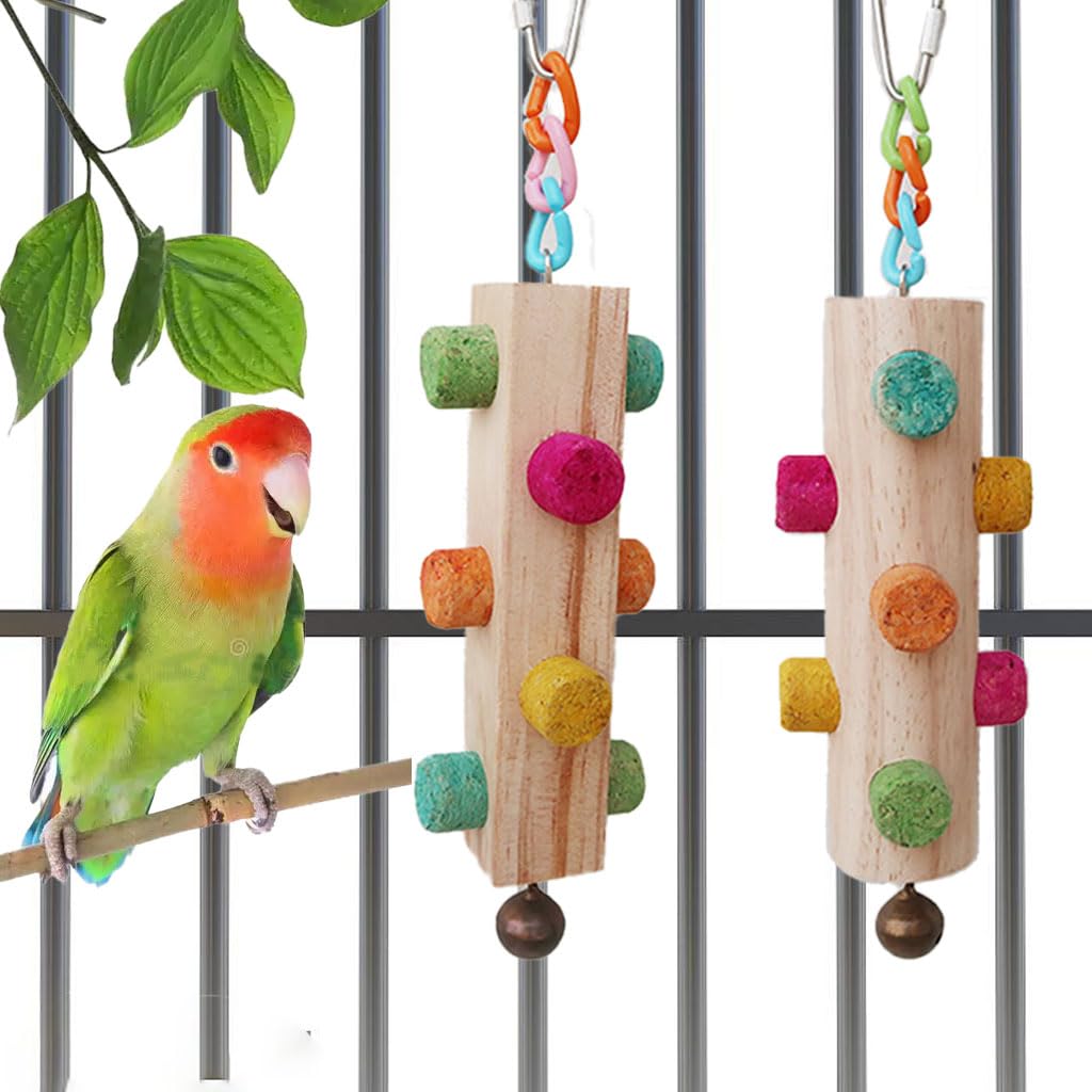 Wood Parrot Chew Toys,2 pcs Bird Cork Toys for Small Medium Large Birds Parrot,Woodpecker Feeding Toy for Macaws, Parakeets, Conures, Budgies, Finches Conure Cockatiel, Cockatoos etc - image 5