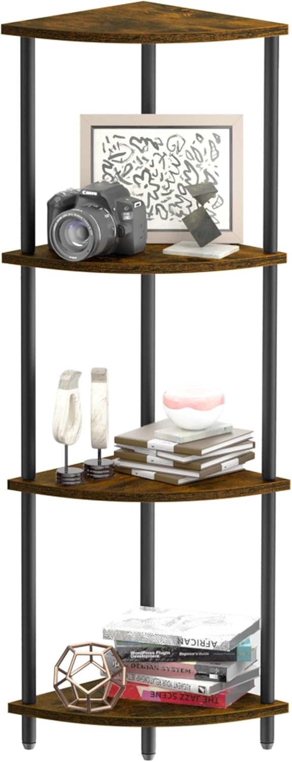 SRIWATANA 4Tier Standing Corner Shelf, Corner Shelf Stand for Small