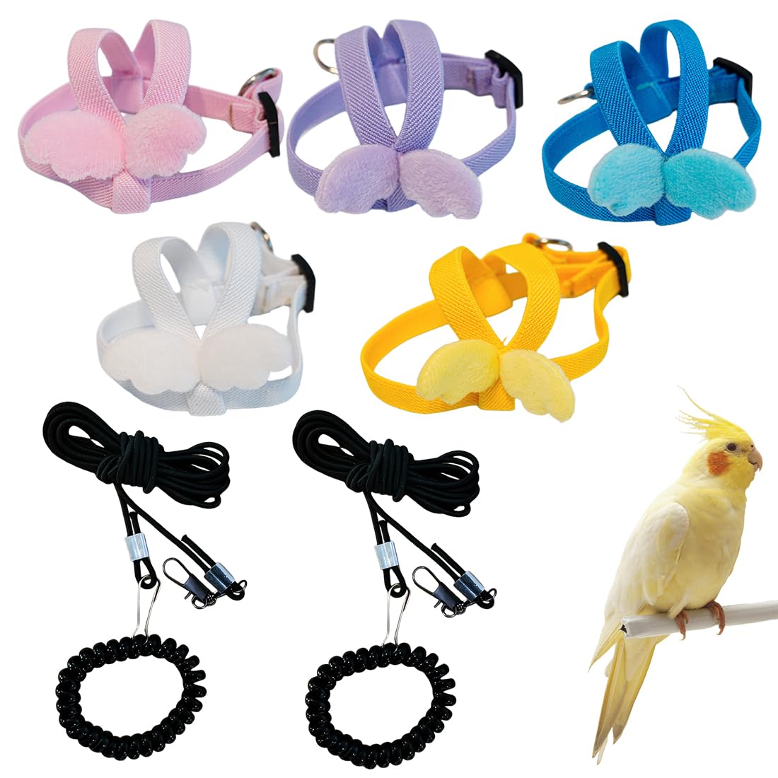 Harnais Perroquet 5 Pièces Harnais Pour Perroquet Ajustable Avec Laisse Vol Entraînement Sécurité Petit Oiseau Calopsitte Accessoire Aviaire Corde Réglable Pour Animaux