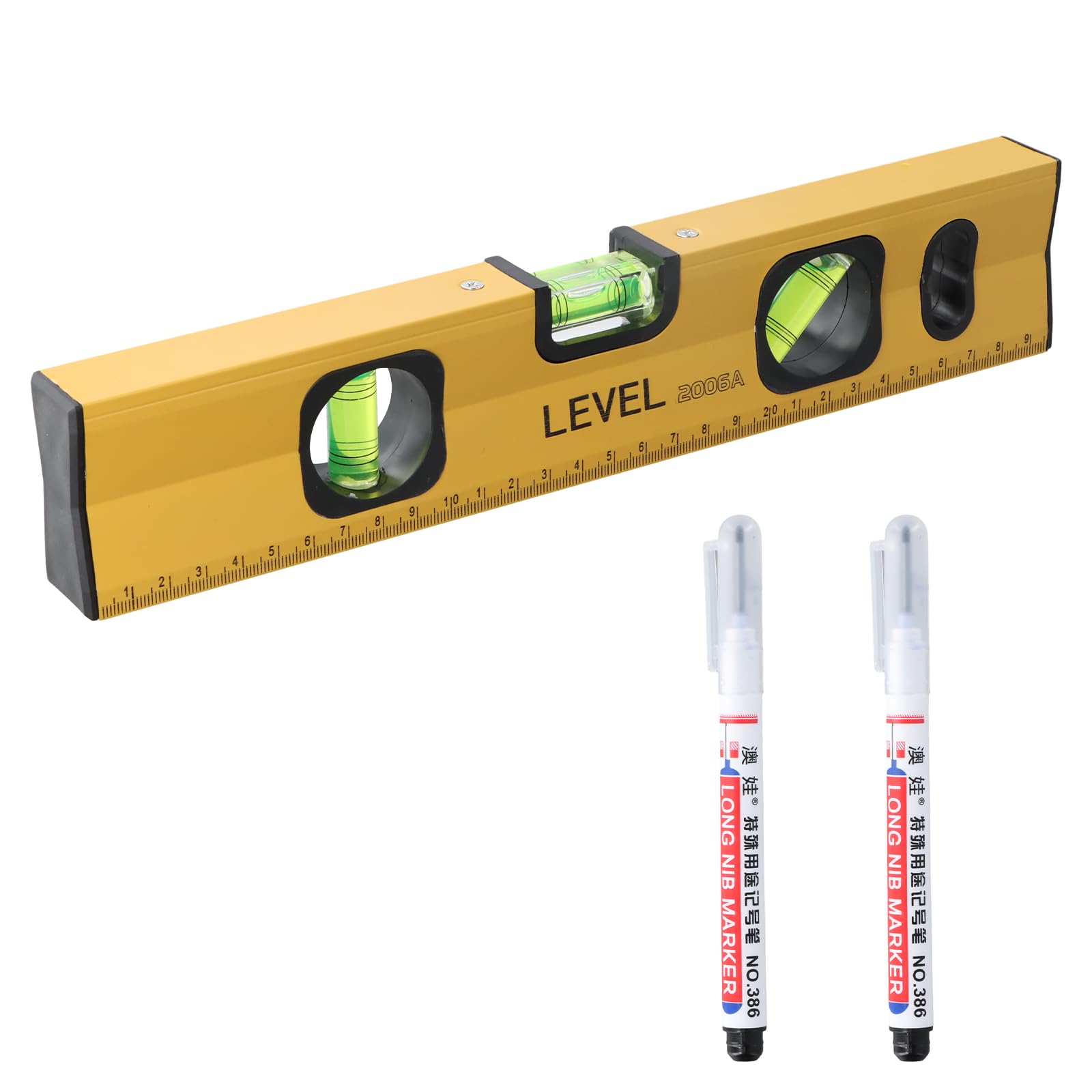 Magnetic Spirit Level 30 cm, 3 Vials 0°/45°/90° Boat Level Tool, with Strong Magnet & 2 Markers, in Thickened Aluminum Alloy, for DIY & Professional Use
