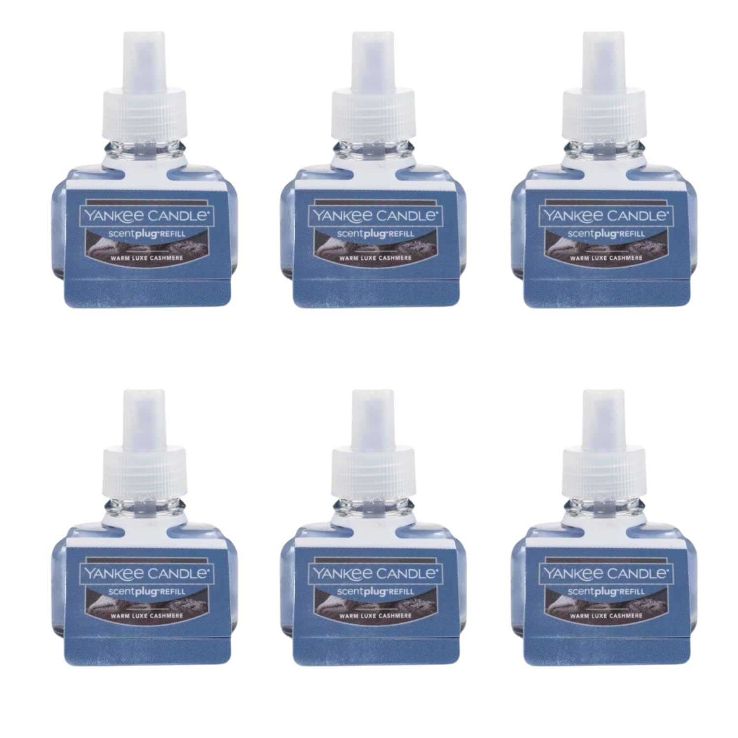 Yankee Candle ScentPlug Refill for Plug in Air Fresheners, Scented Oil Refills, Long Lasting Home Fragrance, Warm Luxe Cashmere (Pack of 6)