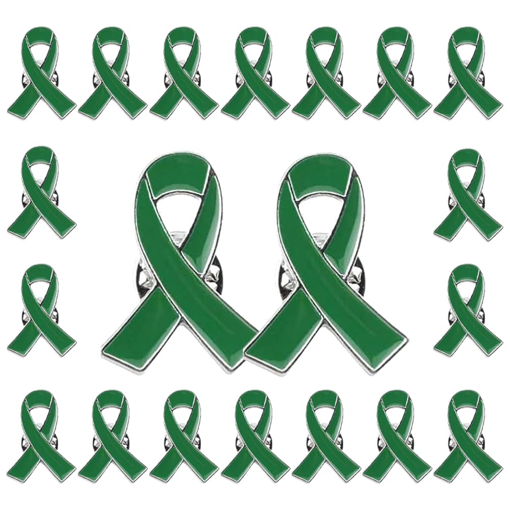 Leijibon Green 20 Pcs Ribbon Pin Badge Dueable Hope Pins Small Health Awareness Lapel Pin Enough To Meet The Needs Of Daily Life