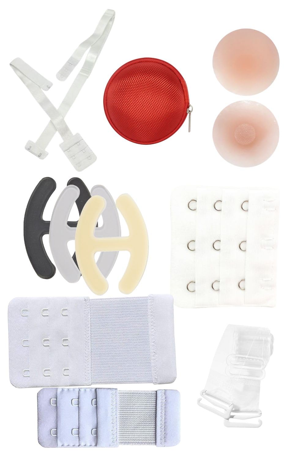 Women's Plain/Solid Bra Extender (Skin, Black, White, Red) - Pack options