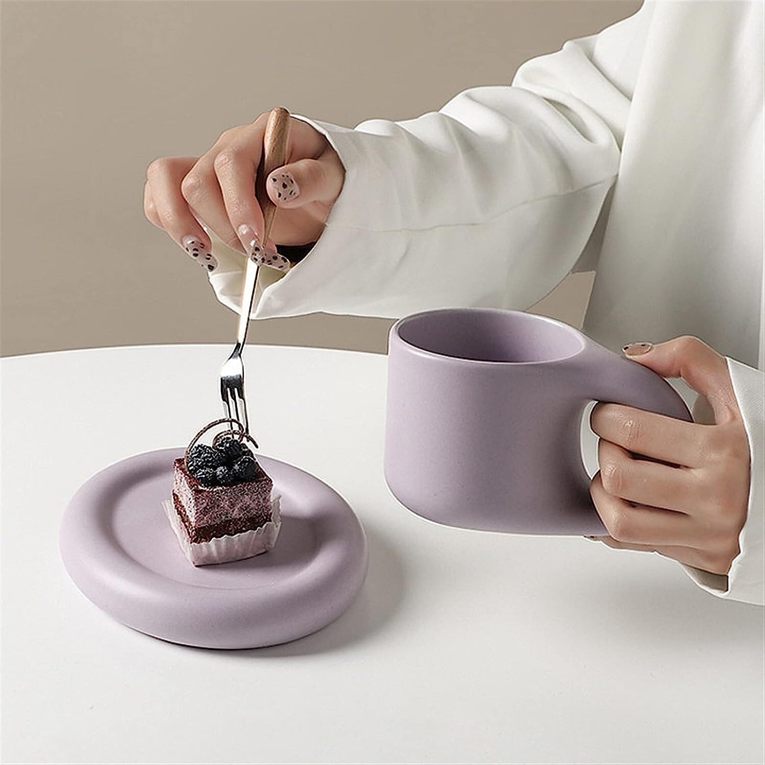 Tazzine Caffè Tazzine Caffe Tazze Caffe Tazze Da Caffè In Ceramica Tazze Da Caffè Affascinante Tazza Con Set Di Piattini Regali Creativi Tazze Da Caffè Da 300 Ml Tazzine da Caffè Tazza da Caffè ( Colo
