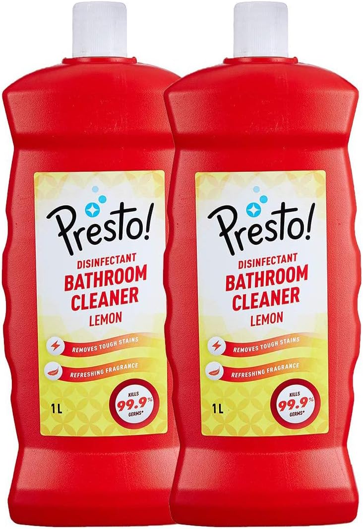 Amazon Brand - Presto! Bathroom Cleaner - 1 L (Lemon, Pack of 2)