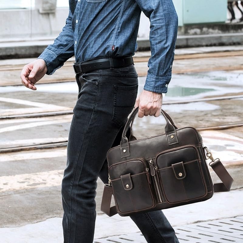 Leather Briefcase for Men Men's Briefcase Casual Business First Layer Cowhide Tote Shoulder Bag3