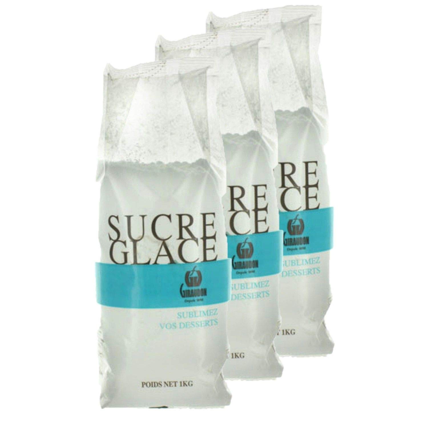 Lot 3x Sucre glace - Giraudon - paquet 1kg