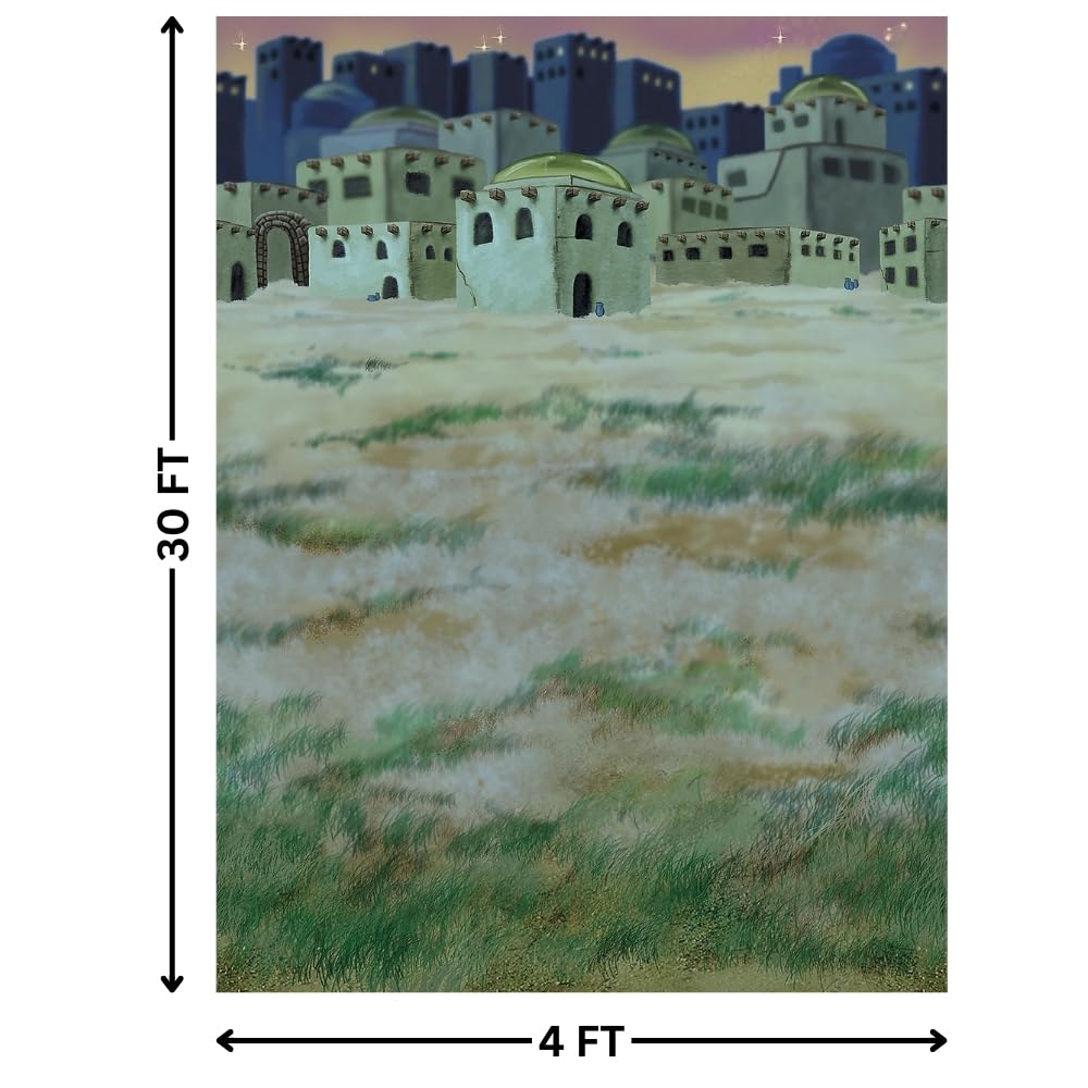 Fun Express Design-A-Room Christmas Nativity Bethlehem Town Backdrop - Party Decor - VBS Vacation Bible School Supplies/Decor - 1 Piece