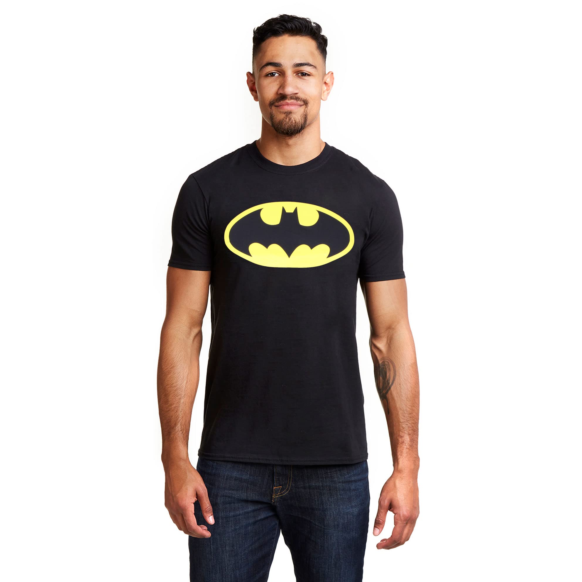 Batman Logo T-Shirt Mens XXL Black Cotton - Official DC Comics Licensed Apparel