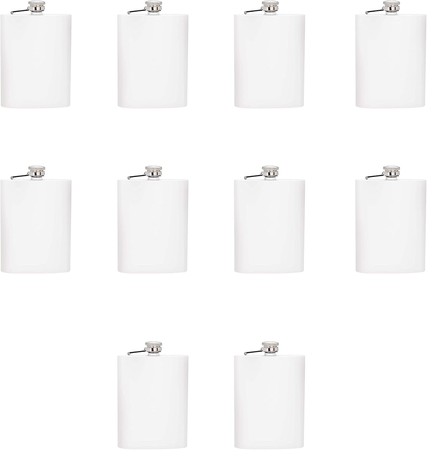 Verano Stainless Steel Hip Flasks 8 oz. Set of 10, Bulk