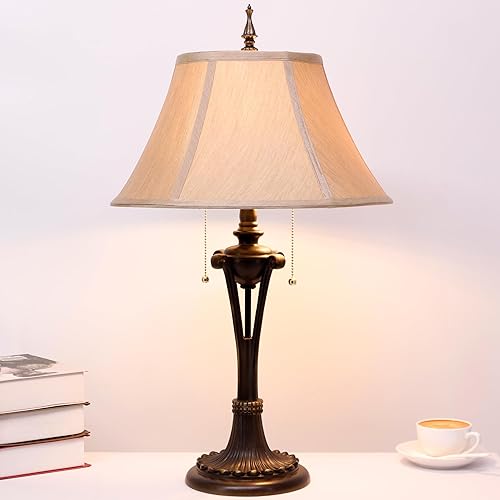 Miniatura 8 de Farmhouse Table Lamp Antique Resin Base Traditional Rustic Mid-Century Large Desk Lamp 27 Inch Tall for Living Room Office Bedroom
