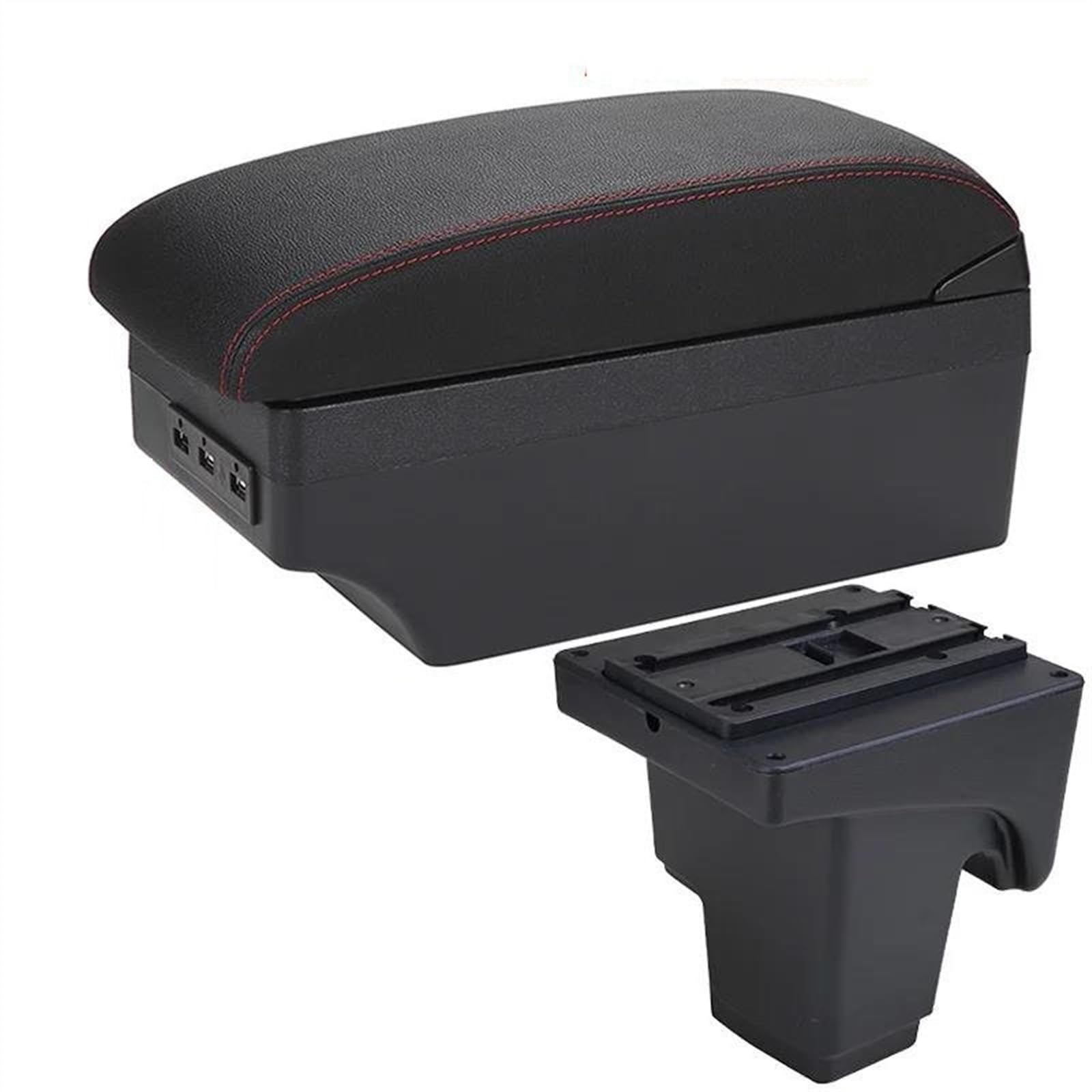 NOHEEU Car Armrest Box Interior Accessories Storage Details Retrofit Parts For Focus III MK3(A1 Black red 7 USB)