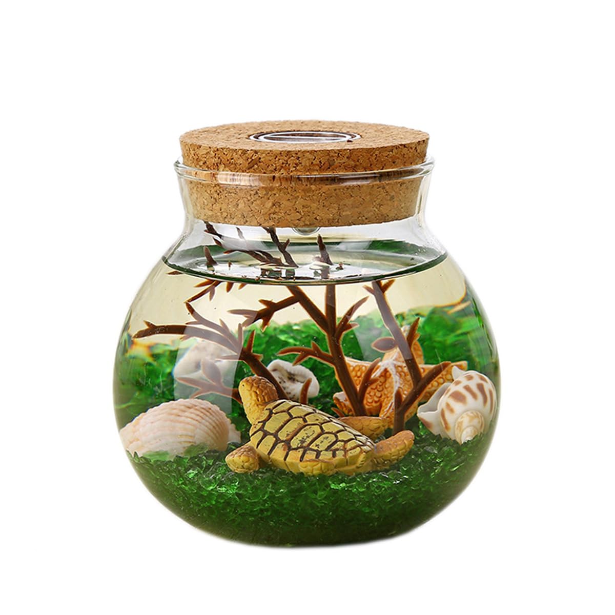 Terrarium en verre de 12cm avec lampe LED et bouchon en liège Saim