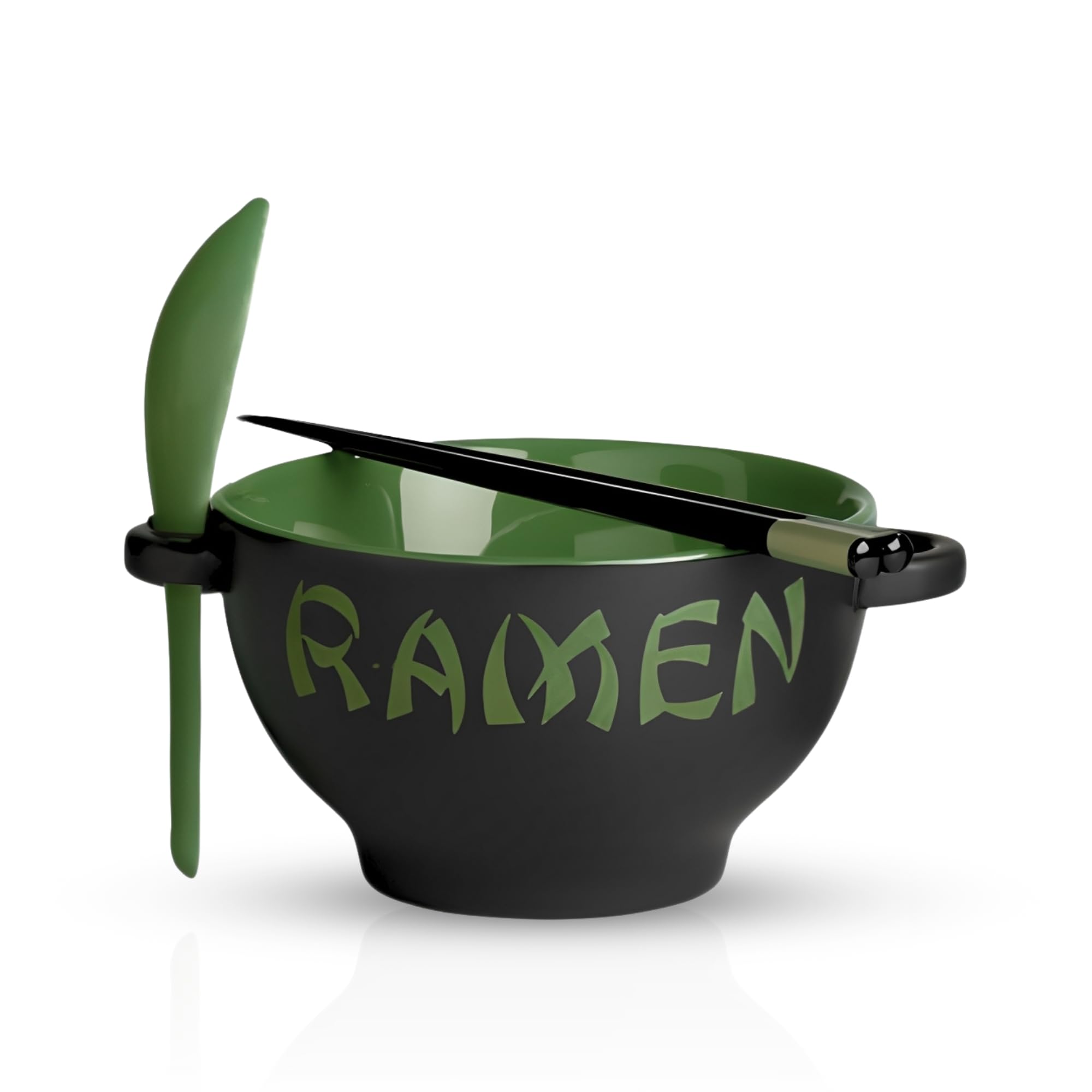 Ceramic Ramen Bowl Set with Chopsticks and Spoon - Microwavable Noodle Bowl Ramen Gift Set - Japanese Bowls for Instant Noodles, Pho, Udon Noodles, Miso Soup - Microwave & Dishwasher Safe (Green,21oz)