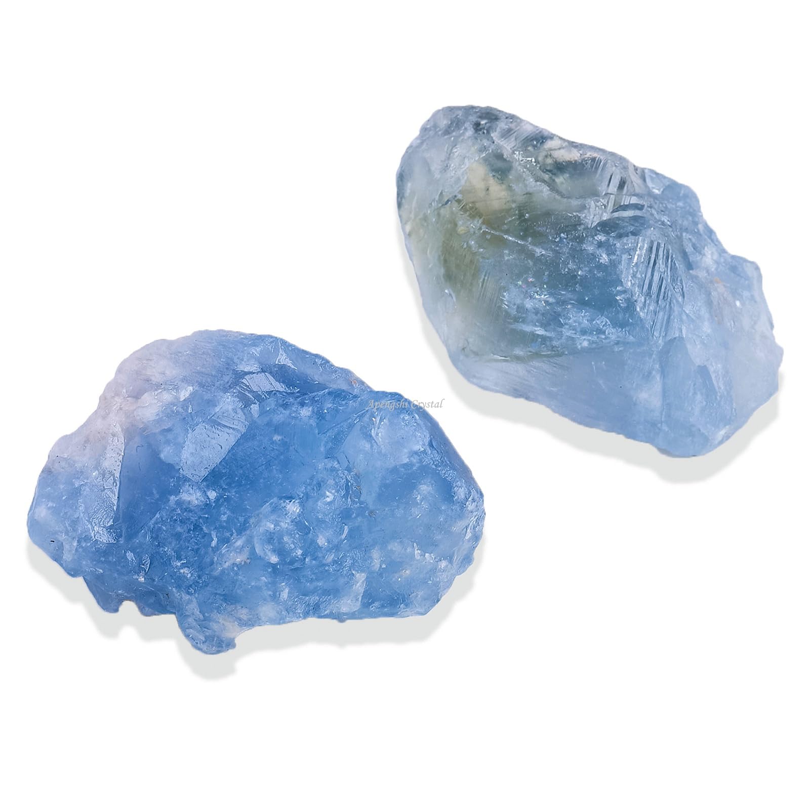 Apengshi Celesite Raw Stones 2PCS Natural Rough Rocks Healing Crystal and Stones DIY Raw Stones Meditation Fountain Garden Home Decor