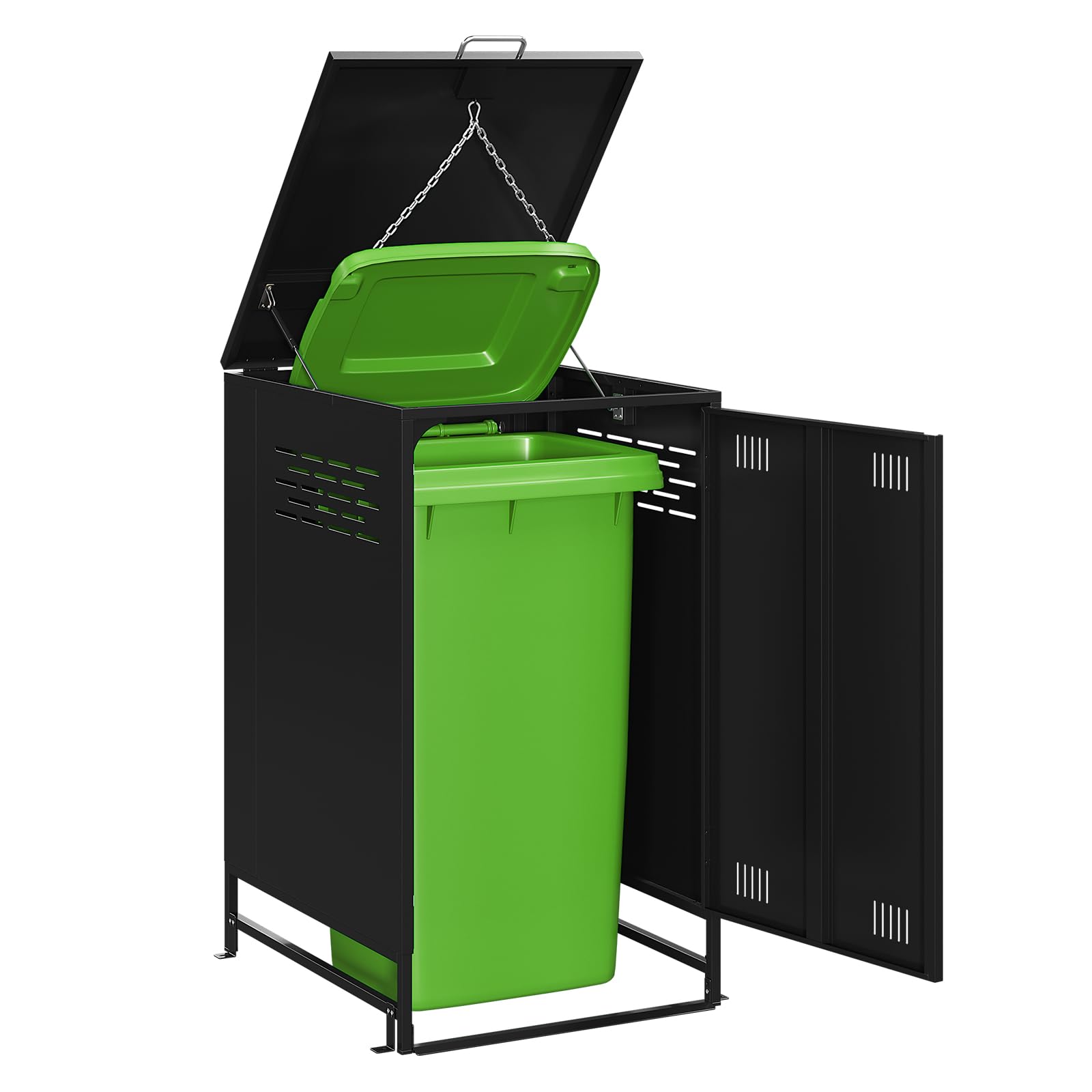 Mülltonnenbox Mülltonnenhaus Müllbox Mülltonnenverkleidung | 60 bis 240 Liter Tonnen Stahl 80Tx69Bx116H cm Schwarz