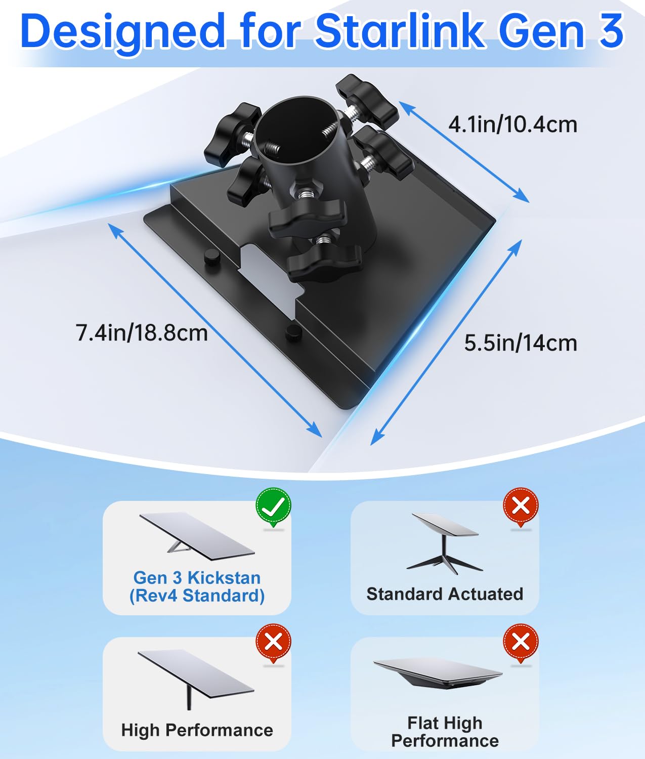 PAHTTO Star link Gen 3 adapter rurowy, ulepszony uchwyt Star link, szybka i łatwa instalacja, płyta montażowa Star link V3 do dachu, kompatybilny ze standardową anteną Star link, pasuje do
