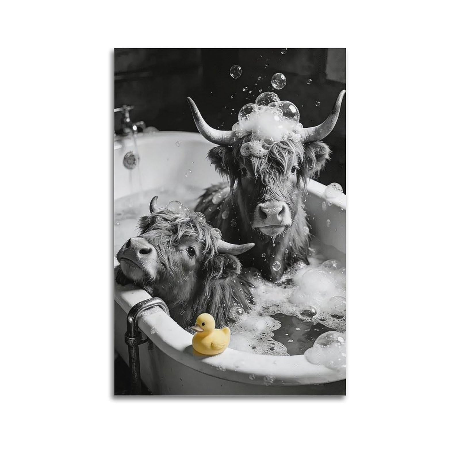 ESTE Highland Cow Bathroom Vintage Artwork Poster Decorative Painting Canvas Modern Art Picture 24x36inch(60x90cm)