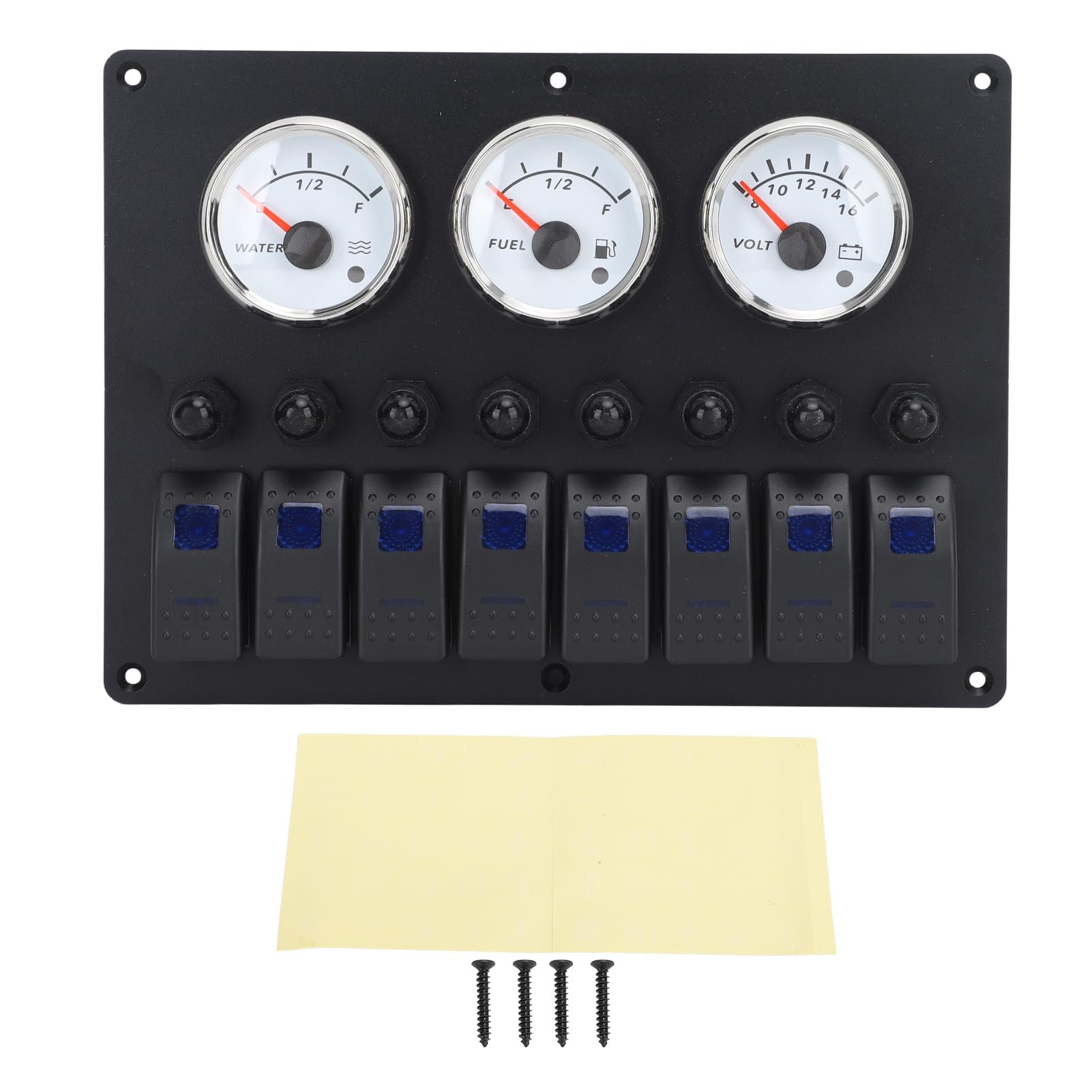 Panel de Instrumentos de Establecimiento de Calibre 3 | LED de 12 a 24V 7 Color | Nivel de Aceite Nivel de Agua Pantalla de Voltaje | Ideal para Barcos Marinos | Monitorear los