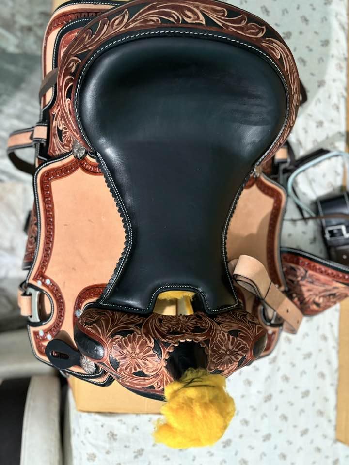 Pony - Sella in pelle scamosciata, per bambini, stile western, 25,4 - 45,7 cm, per equitazione, spettacolo, equitazione