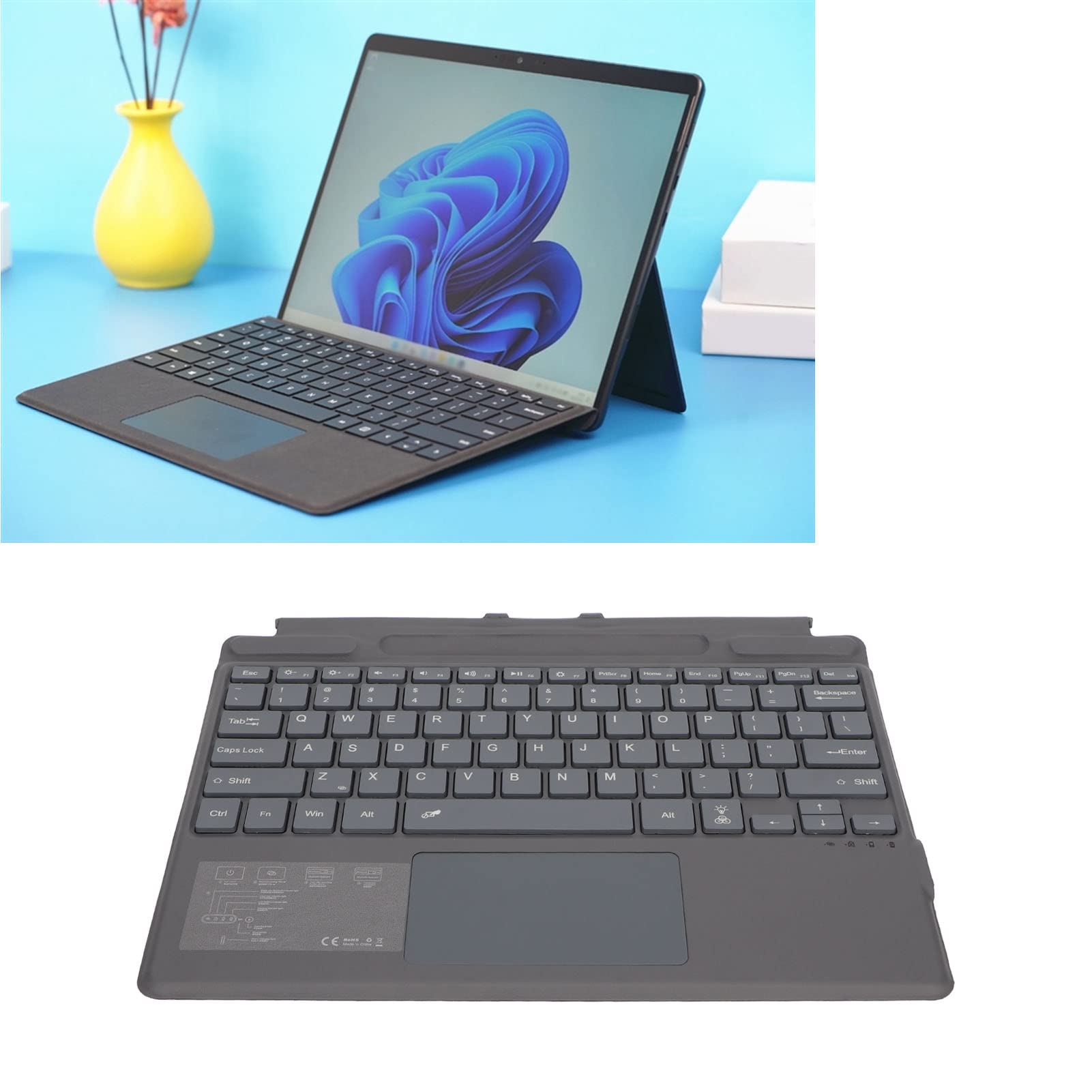 Tastiera Wireless Ultra Slim Notebook, connettività Bluetooth, con Trackpad di Grandi Dimensioni, Retroilluminazione Colorata, Adatto per Pro 8 X, Fino a 10 M di Distanza