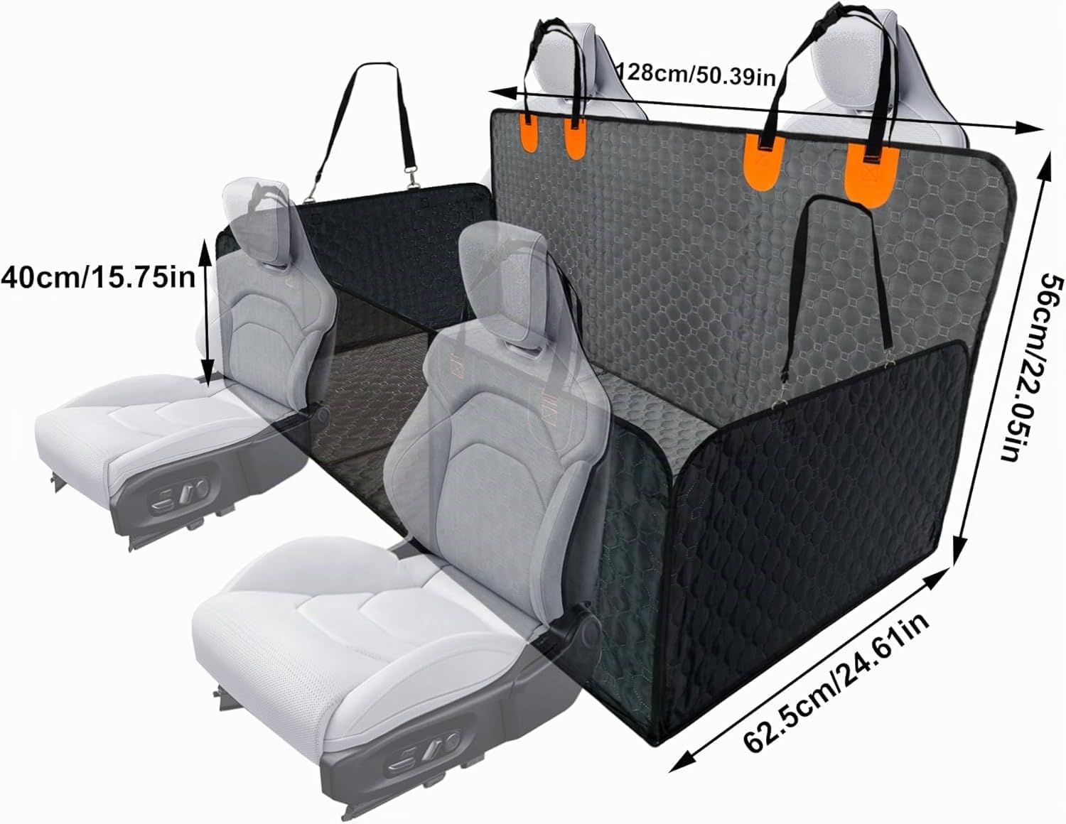 BingoPaw Protection Siège Voiture Chien: Extension Housse de Siège Auto Arrière Imperméable et Anti-Rayures avec 8 Panneaux Solide, Universelle pour Voiture SUV et Camionnette