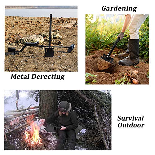 Yeacool Survival Shovel Tool, Tactical Folding Off-Roading Kit, Camping Axe Hatchet Multitool, Military Spade, Pick Mattock Pickaxe with Molle Carrying Bag, for Car Emergency Outdoor