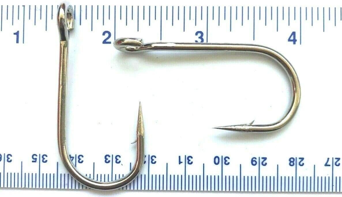 100 Gerry's Tackle 9171 6X Strong Nickel Plated Open Eye Siwash Hooks Size 5/0