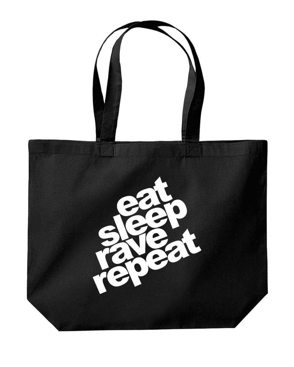 Daytripper Eat Sleep Rave Repeat DJ Tote Shopping Gym Beach Bag 39 x 35 x 13.5cm 18 litres