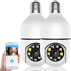 Kit 2 Câmeras Lâmpadas de Segurança Ip Wifi 360 Giratória Visão Noturna Full Hd Com Sensor de Movimento e Infravermelho