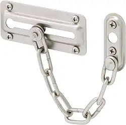 Defender Security U 10386 Protetor de porta com corrente de aço, níquel acetinado (embalagem única)