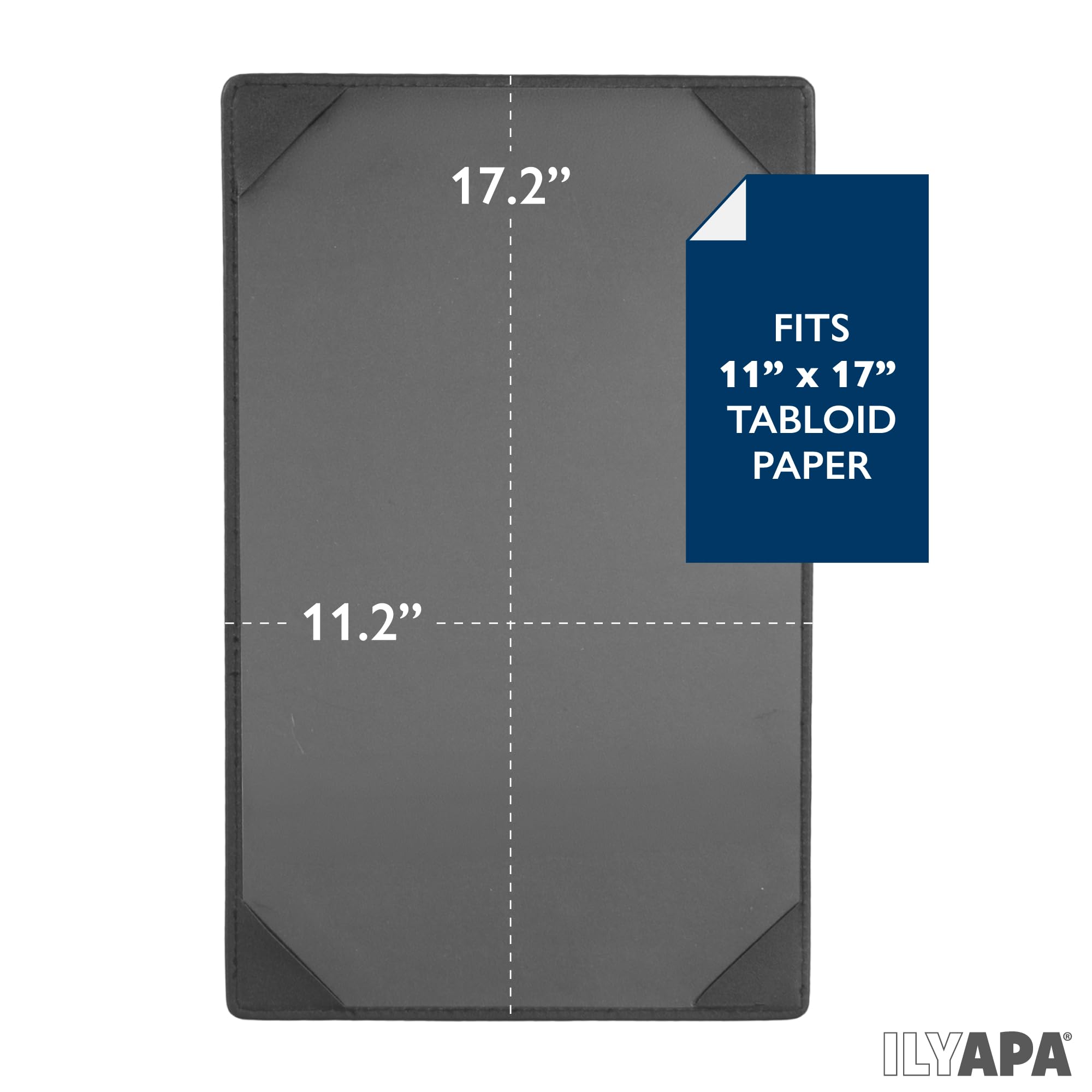 Ilyapa Paquete de 10 fundas para menú de restaurante de 11 x 17 pulgadas, soporte de menú de cuero de vinilo, libro de una sola cara con fundas de esquina para mostrar menús de boda, especiales