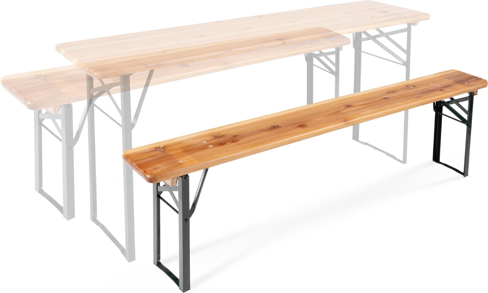 Stagecaptain BBB-170 Hirschgarten Panca Da Birreria Set 4 Pezzi - 4 robuste panche lunghe da 170 cm - Cerniere metalliche stabili - Superficie verniciata - Pieghevole - Seduta in legno - Naturale