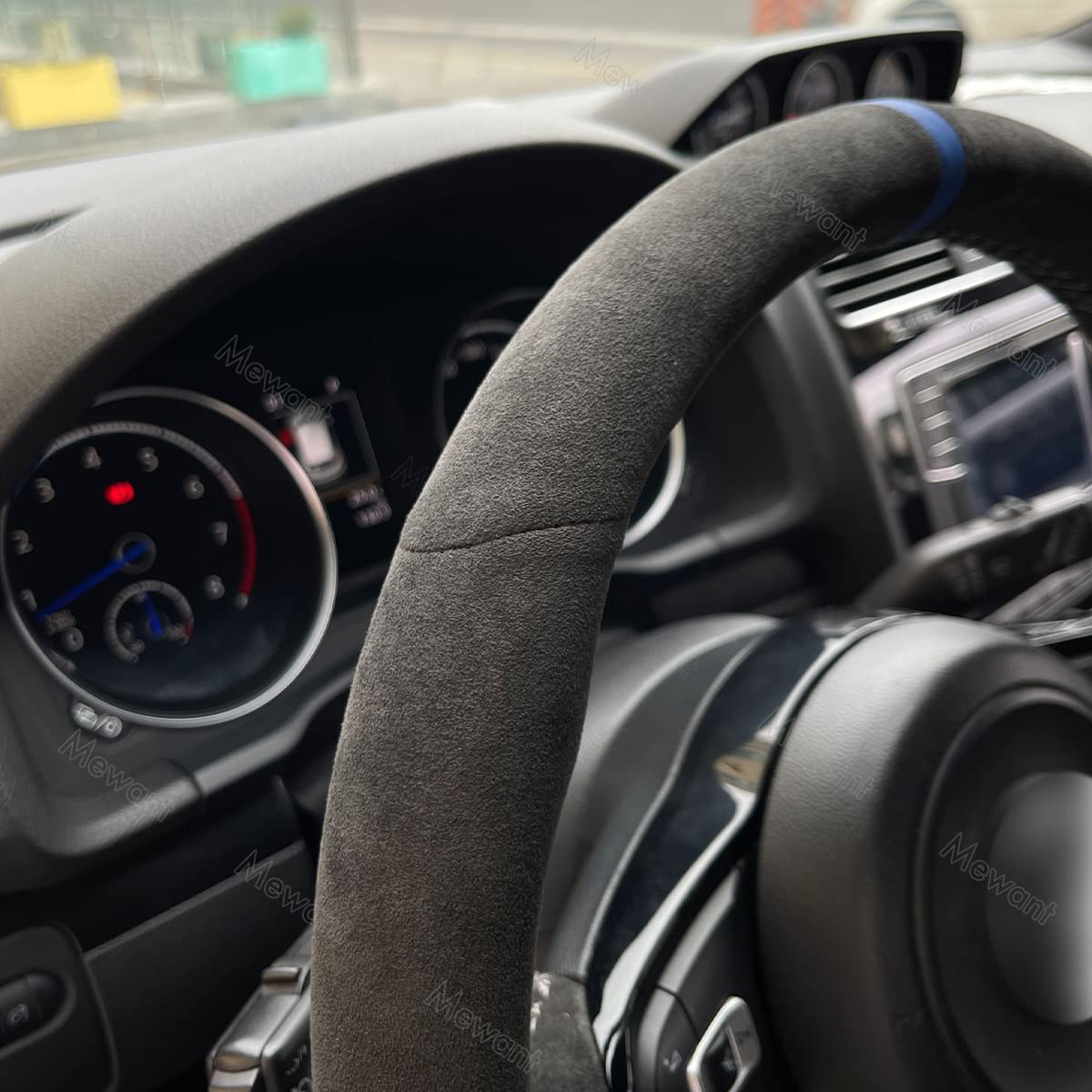 MEWANT Passgenauer Lenkradbezug zum Nähen für Auto für Golf GTI
