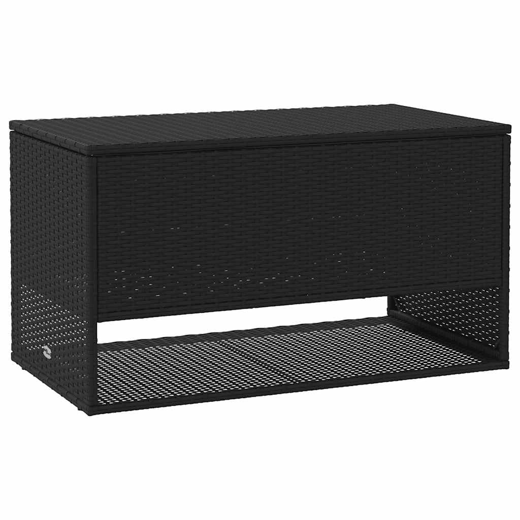 Gecheer Scatola per Cuscini da Esterno, Contenitore di stoccaggio con Coperchio a Molla, 100x55x55,5 cm, Rattan PE e Acciaio Verniciato, per Arredamento Giardino e terrazzo