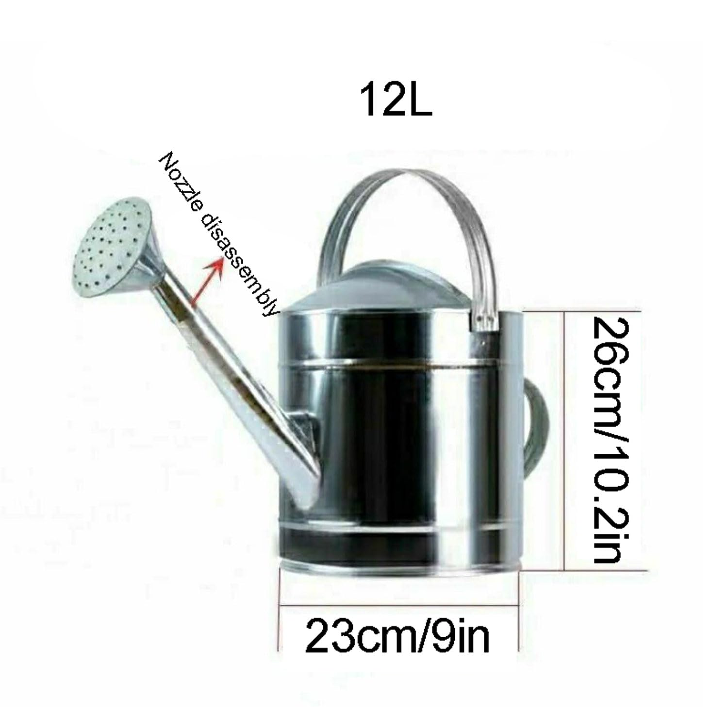 Annaffiatoio in Metallo - qualità zincata 5L/7L/10L/12L/15L/18L Alta capacità, antiruggine per impieghi gravosi, annaffiatoio Rimovibile, per Grandi e Piccoli Giardini, Fiori e Piante,12L