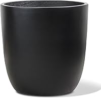 Heyzier 18-Inch Large Black Concrete Planter - Handmade Durable Cement Pots for Indoor Outdoor Trees Flowers