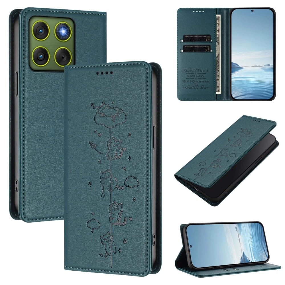 Protection Motorola G54 5G intégrale anti-rayure avec étui portefeuille chat - 8