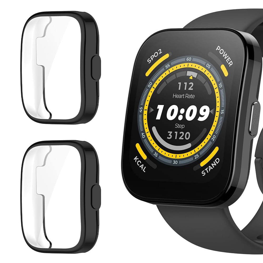 Custodia Per Amazfit Bip 5 - 2 Pezzi, TPU Ultra Sottile, Nera, Con Protezione Schermo - Foto 3