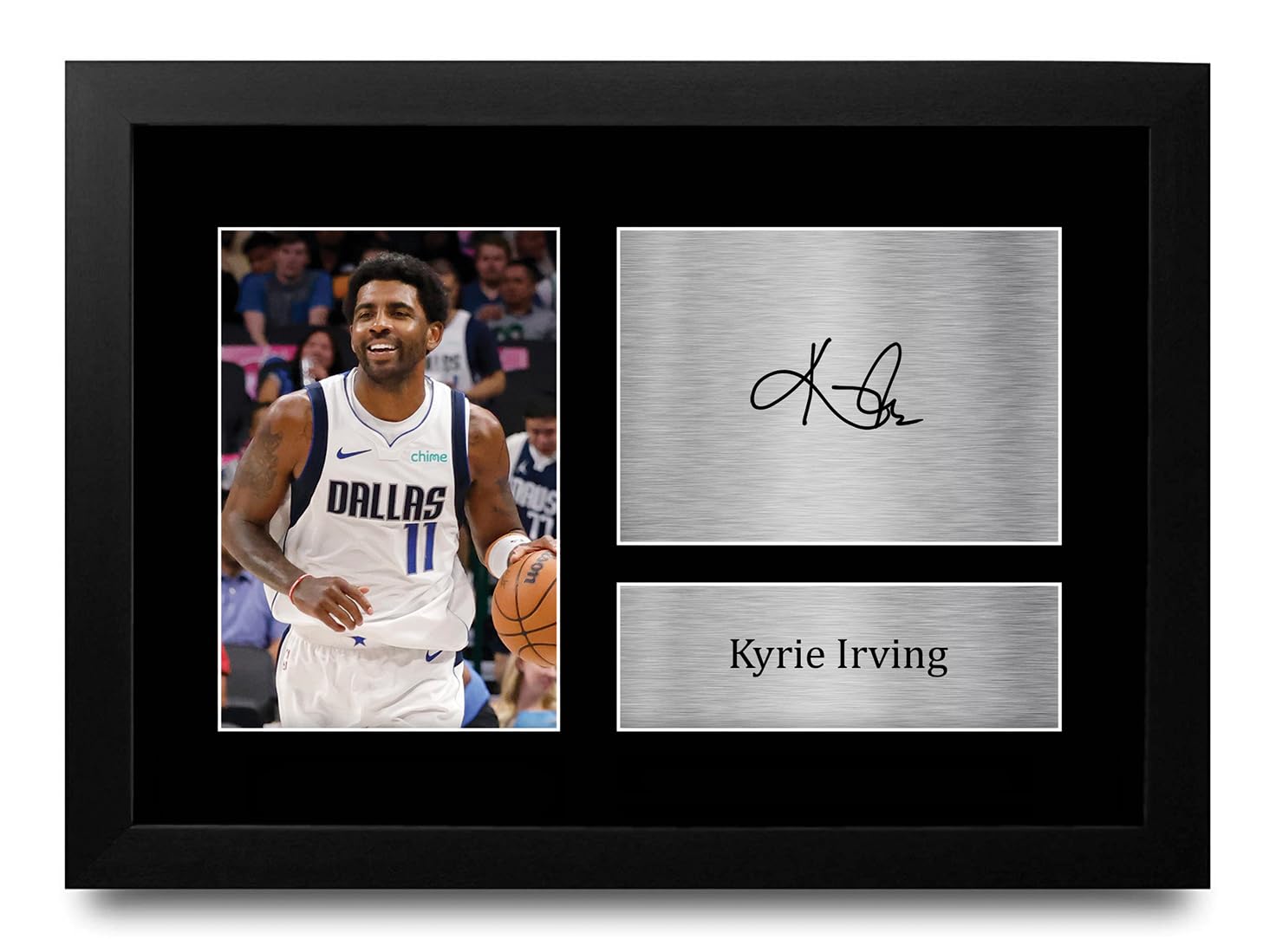 HWC Trading FR A4 Kyrie Irving Dallas Mavericks Basketball Gifts Printed Signed Autograph Picture for Basketball Memorabilia Fans - A4 Framed