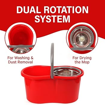 ARSUK Spin Mop Head Base Handle With 2 Microfibers Head Refills U2013 Stainless Steel Mops Stick/Rod/Pole Replacement For 360° Spin Buckets Systems, Universal Mop Handle For Floor Cleaning