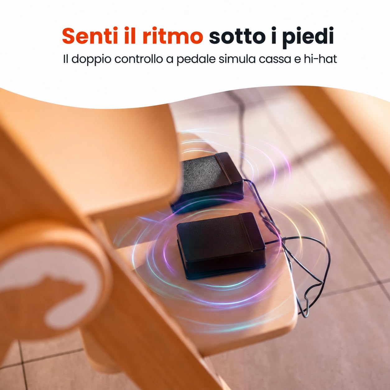 Batteria Elettronica Portatile per Bambini e Principianti, 7 Pad + 2 Pedali, 12 Ritmi Demo, 7 Suoni, Funzione Registrazione, Ingresso MP3, Uscita Cuffie e Altoparlanti