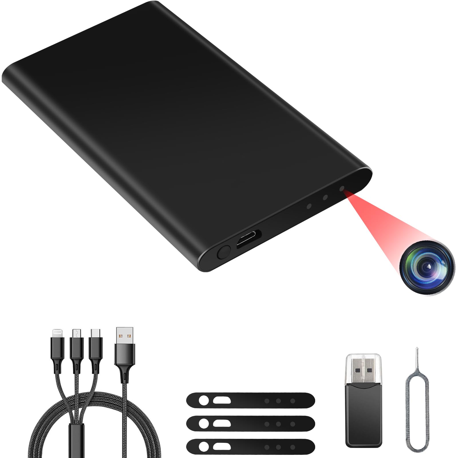 TANGMI Mini Camara Espia Bateria Externa 1080P HD 17h | Vision Nocturna, Deteccion Movimiento, Grabacion Bucle, SD 128GB, Portable, Carga Movil