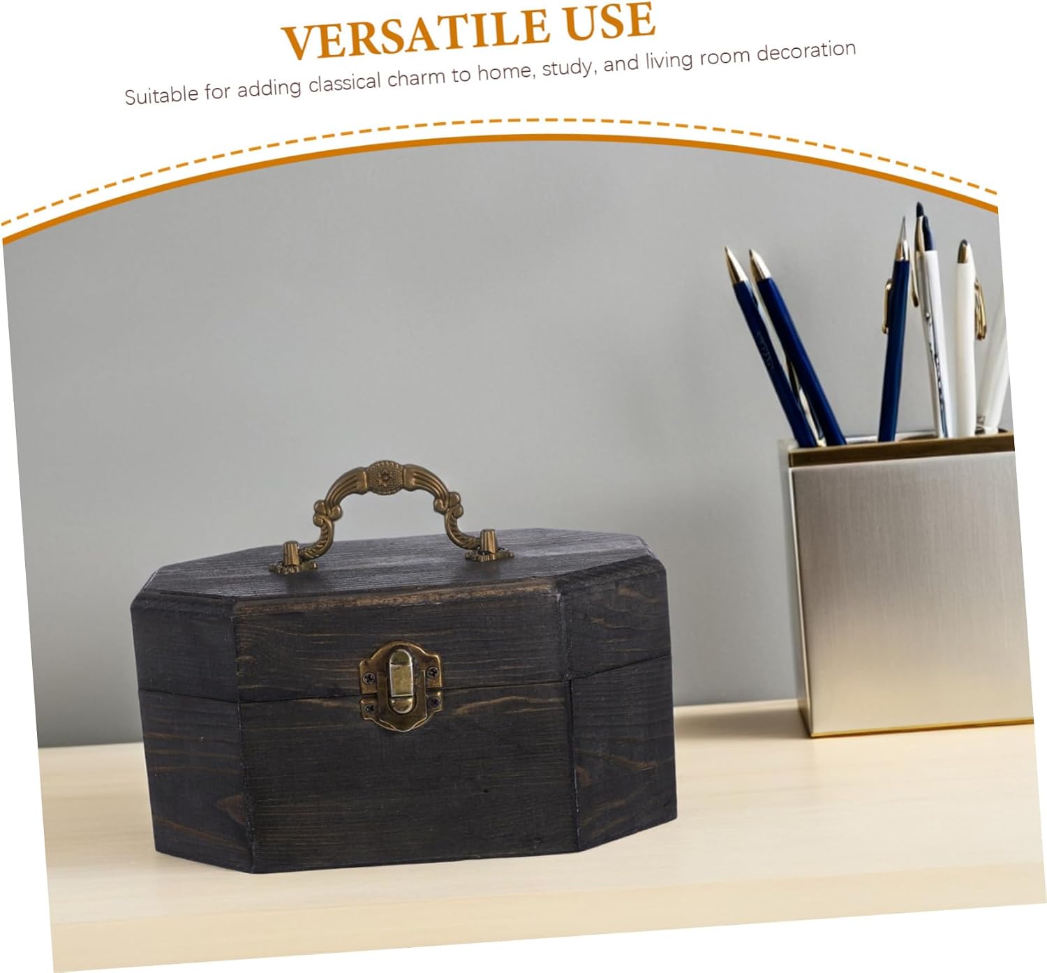 Vintage Wooden Jewelry Box Retro Treasure Chest with Polished Surface Sturdy Desktop Storage for Jewelry Snacks and Tea Elegant Handheld Keepsake Organizer