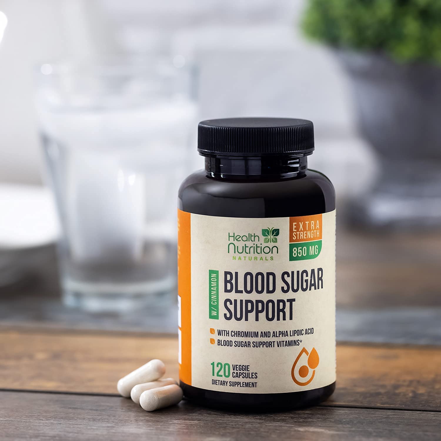 Blood Sugar Support Supplement Extra Strength 850mg 20 Herbs & Vitamin Blend with Cinnamon
