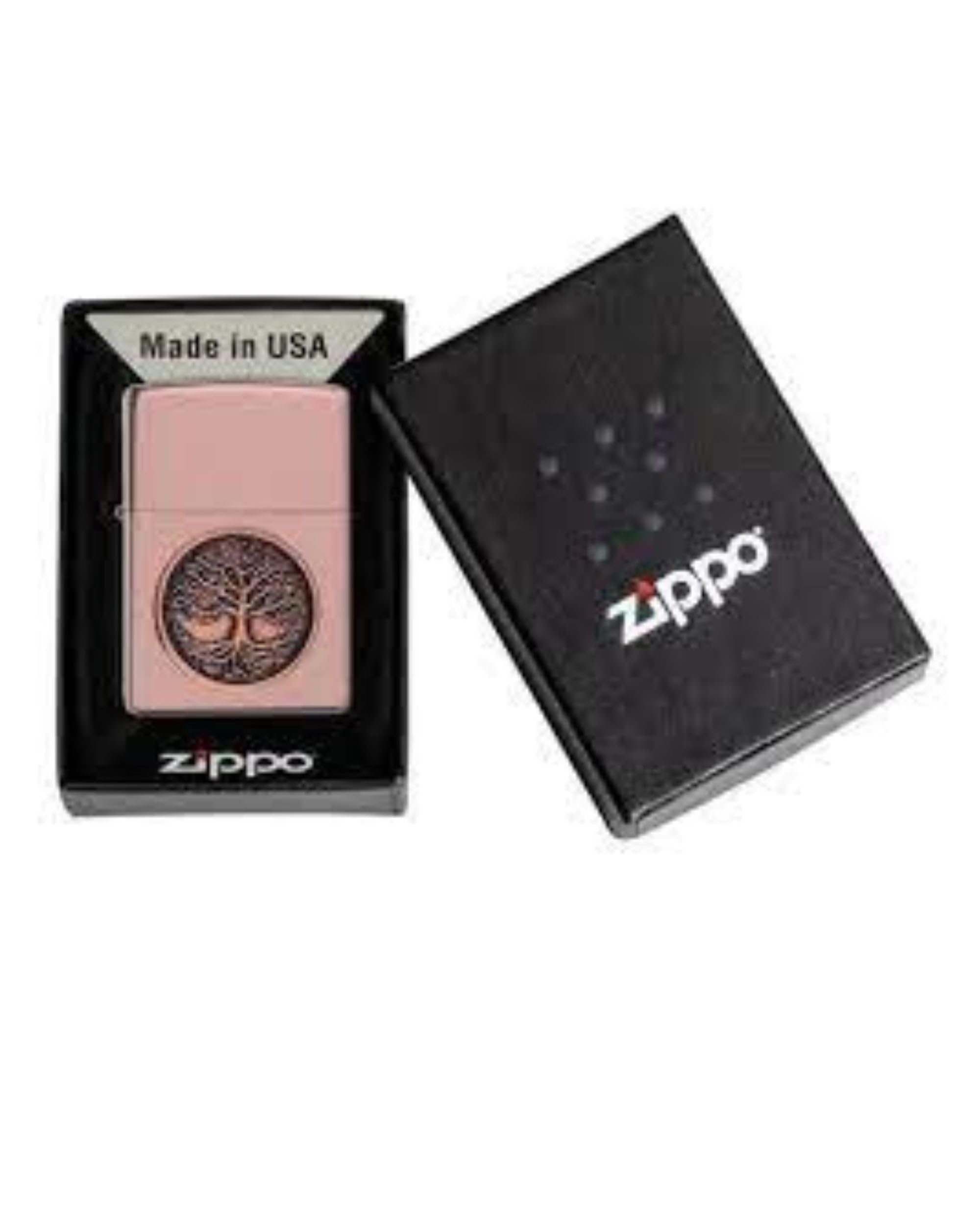 Zippo Zapalniczka Sztormowa, Emblemat Tree Of Life, Połysk, Różowe Złoto, Emblemat, Wielokrotnego Użytku, Wiatroszczelna, Pudełko Prezentowe, Wyprodukowana w USA