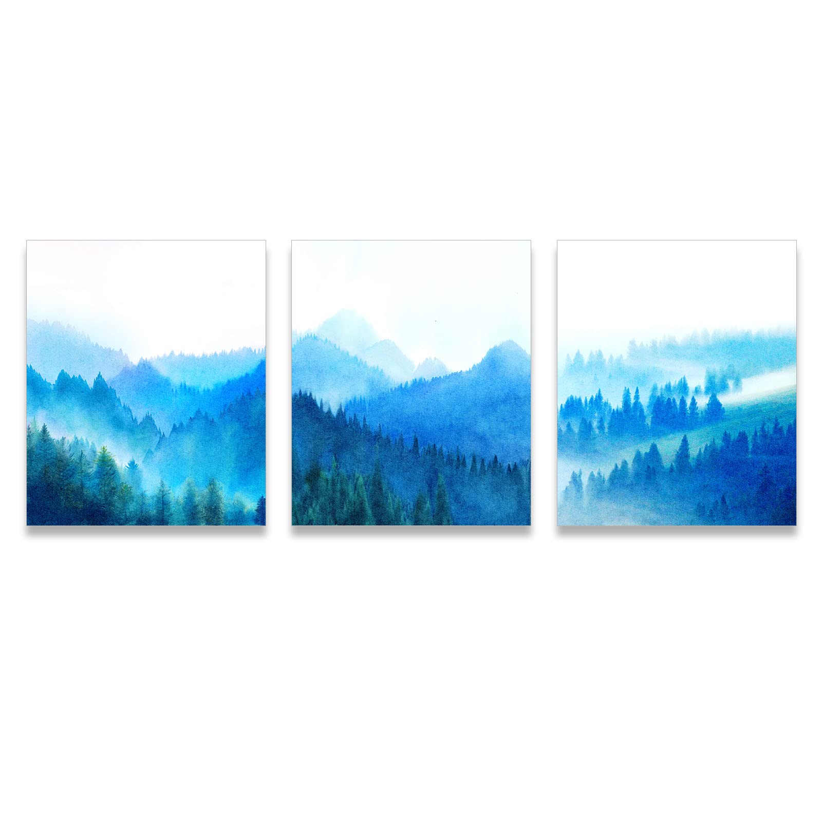 HUAJI Wall art Prints 8x10 Frameless Prints Forest Warm Watercolor art Posters Office Home Decoration 3pcs Set