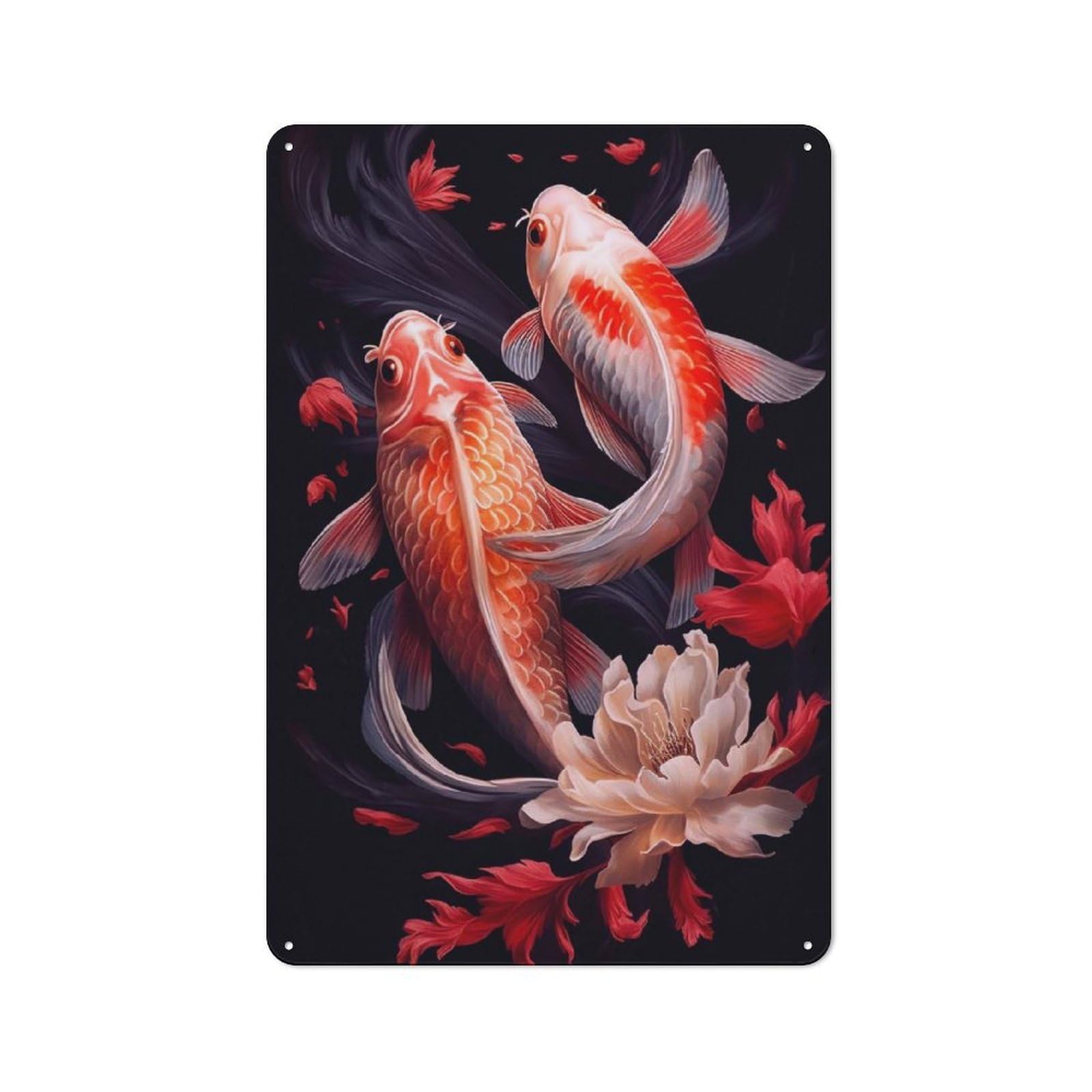Junmoney Fat Koi Fish Metal Wall Sign 30X20cm Featuring For Workshop Wall, For Makers And Diy Enthusiasts